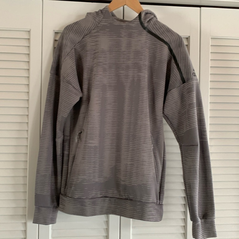 Adidas Z.N.E. Pulse Hoodie Sweatshirt Men’s Gray Heartbeat Texture BS4951 Size S - Picture 2 of 14